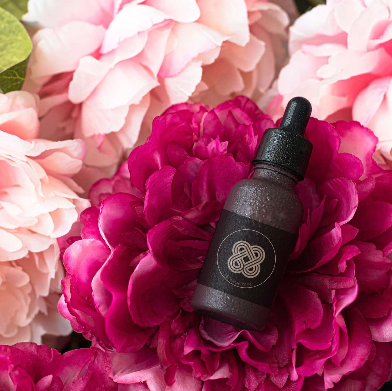 Etherische olie roze bloem